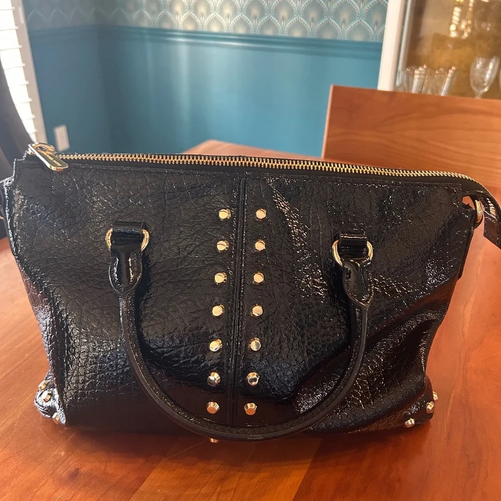 Michael Kors Black Purse w Gold Studs - Picture 4 of 4